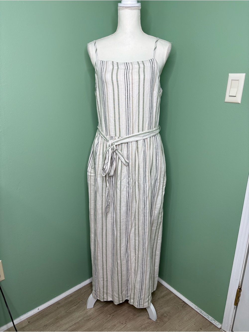 Splendid Cream Maxi Dress with Multicolor Vertical Stripes - Picture 2 of 7